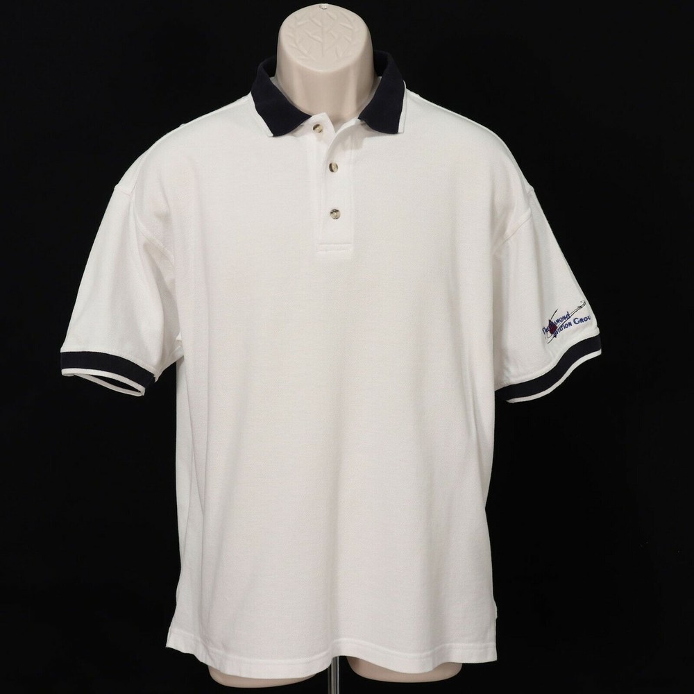 The Diamond Aviation Group Mens VTG Polo Shirt L Large White Aircraft Company